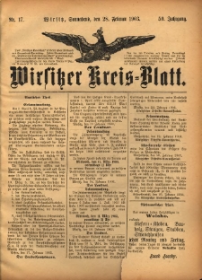 Wirsitzer Kreis-Blatt: herausgegeben vom K&ouml;niglichen Landraths-Amte 1903.02.28 Jg.59 Nr17
