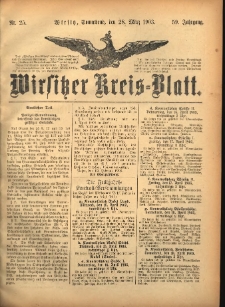 Wirsitzer Kreis-Blatt: herausgegeben vom K&ouml;niglichen Landraths-Amte 1903.03.28 Jg.59 Nr25