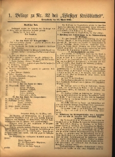 1. Beilage zu Nr.32 des &bdquo;Wirsitzer Kreisblattes&rdquo; 1903.04.25
