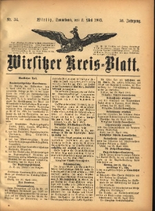 Wirsitzer Kreis-Blatt: herausgegeben vom K&ouml;niglichen Landraths-Amte 1903.05.02 Jg.59 Nr34