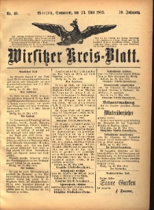 Wirsitzer Kreis-Blatt: herausgegeben vom Königlichen Landraths-Amte 1903.05.23 Jg.59 Nr40