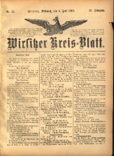 Wirsitzer Kreis-Blatt: herausgegeben vom K&ouml;niglichen Landraths-Amte 1903.06.03 Jg.59 Nr43
