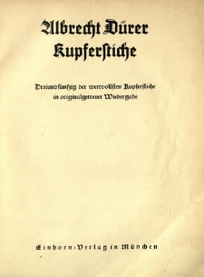 Albrecht D&uuml;rer Kupferstiche : Drieundfunfzig der wertvollsten Kupferstiche in originalgetreuer Wiedergabe