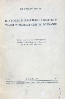 Historia Miejskiego Komitetu Walki z Żebractwem w Poznaniu