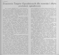 znaczenie Targów Ogrodniczych dla rozwoju produkcji ogrodniczej