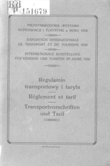 Międzynarodowa Wystawa Komunikacji i Turystyki w roku 1930; Exposition Internationale de Transport et de Tourisme 1930; Internationale Ausstellung fuer Verkehr und Turistik im Jahre 1930