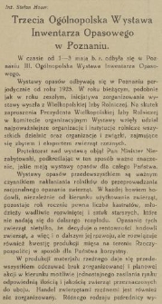 Trzecia Ogólnopolska Wystawa Inwentarza Opasowego w Poznaniu