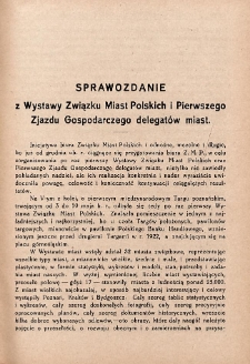 Sprawozdanie z Wystawy Związku Miast Polskich i Pierwszego Zjazdu Gospodarczego delegatów miast