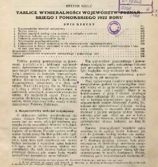 Tablice wymieralności województw poznańskiego i pomorskiego w 1922 r.