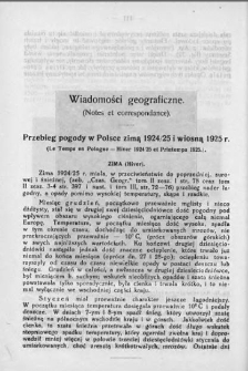 Przebieg pogody w Polsce zimą 1924/1925 i wiosną1925 r.