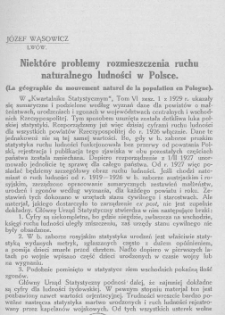 Niektóre problemy rozmieszczenia ruchu naturalnego ludności w Polsce