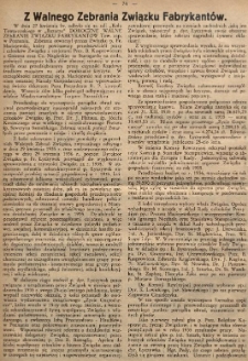 Z Walnego Zebrania Związku Fabrykantów w dniu 27.04.1936 r.