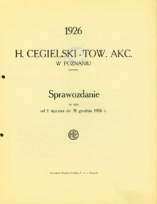 Sprawozdanie za czas od 1-go stycznia do 31-go grudnia 1926 r.