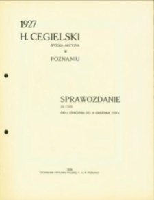 Sprawozdanie za czas od 1-go stycznia do 31-go grudnia 1927 r.