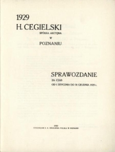 Sprawozdanie za czas od 1 styczna do 31 grudnia 1929 r.