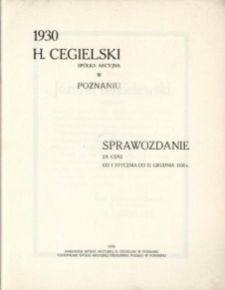 Sprawozdanie za czas od 1 stycznia do 31 grudnia 1930 r.