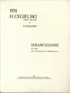 Sprawozdanie za czas od 1 stycznia do 31 grudnia 1931 r.