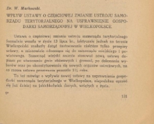 Wpływ ustawy o częściowej zmianie ustroju samorządu terytorjalnego na usprawnienie gospodarki samorządowej w Wielkopolsce