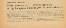 Rola samorządu terytorialnego w życiu gospodarczym Poznańskiego
