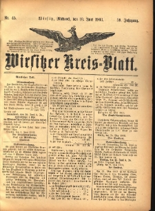 Wirsitzer Kreis-Blatt: herausgegeben vom K&ouml;niglichen Landraths-Amte 1903.06.10 Jg.59 Nr45