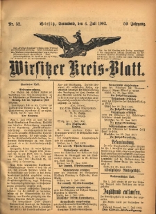 Wirsitzer Kreis-Blatt: herausgegeben vom K&ouml;niglichen Landraths-Amte 1903.07.04 Jg.59 Nr52