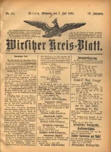 Wirsitzer Kreis-Blatt: herausgegeben vom K&ouml;niglichen Landraths-Amte 1903.07.07 Jg.59 Nr53
