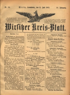 Wirsitzer Kreis-Blatt: herausgegeben vom K&ouml;niglichen Landraths-Amte 1903.07.11 Jg.59 Nr54