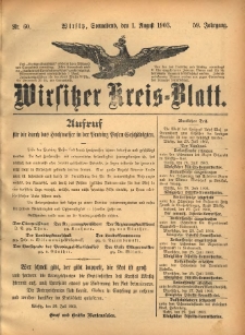 Wirsitzer Kreis-Blatt: herausgegeben vom K&ouml;niglichen Landraths-Amte 1903.08.01 Jg.59 Nr60
