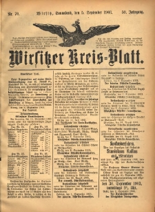 Wirsitzer Kreis-Blatt: herausgegeben vom K&ouml;niglichen Landraths-Amte 1903.09.05 Jg.59 Nr70