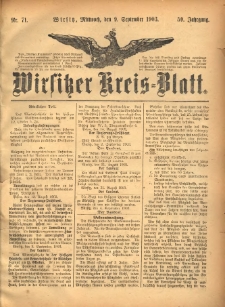 Wirsitzer Kreis-Blatt: herausgegeben vom K&ouml;niglichen Landraths-Amte 1903.09.09 Jg.59 Nr71