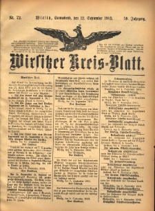 Wirsitzer Kreis-Blatt: herausgegeben vom K&ouml;niglichen Landraths-Amte 1903.09.12 Jg.59 Nr72