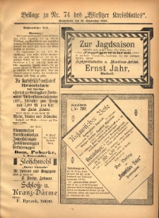 Beilage zu Nr.74 des &bdquo;Wirsitzer Kreisblattes&rdquo; 1903.09.19