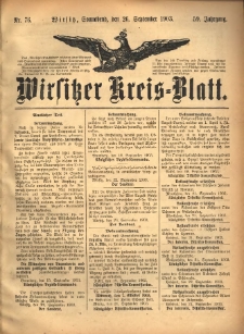 Wirsitzer Kreis-Blatt: herausgegeben vom K&ouml;niglichen Landraths-Amte 1903.09.26 Jg.59 Nr76