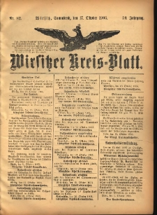Wirsitzer Kreis-Blatt: herausgegeben vom K&ouml;niglichen Landraths-Amte 1903.10.17 Jg.59 Nr82