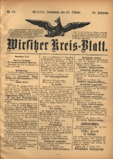 Wirsitzer Kreis-Blatt: herausgegeben vom K&ouml;niglichen Landraths-Amte 1903.10.24 Jg.59 Nr84