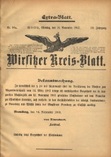 Wirsitzer Kreis-Blatt: herausgegeben vom K&ouml;niglichen Landraths-Amte 1903.11.16 Jg.59 Nr90a Extra-Blatt