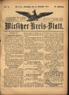Wirsitzer Kreis-Blatt: herausgegeben vom K&ouml;niglichen Landraths-Amte 1903.11.21 Jg.59 Nr92