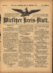 Wirsitzer Kreis-Blatt: herausgegeben vom K&ouml;niglichen Landraths-Amte 1903.11.28 Jg.59 Nr94