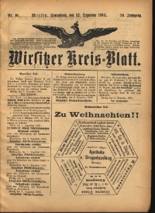 Wirsitzer Kreis-Blatt: herausgegeben vom K&ouml;niglichen Landraths-Amte 1903.12.12 Jg.59 Nr98