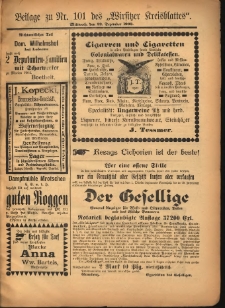 Beilage zu Nr.101 des &bdquo;Wirsitzer Kreisblattes&rdquo; 1903.12.23