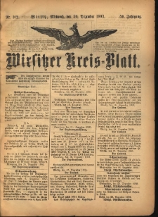 Wirsitzer Kreis-Blatt: herausgegeben vom K&ouml;niglichen Landraths-Amte 1903.12.30 Jg.59 Nr102