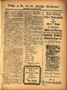 Beilage zu Nr.50 des &bdquo;Wirsitzer Kreisblattes&rdquo; 1904.06.25