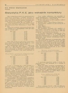 Statystyka P.K.E. [Poznańskiej Kolei Elektrycznej] jako wskaźnik koniunktury