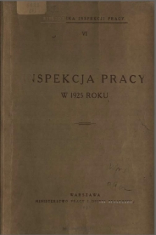 Inspekcja Pracy w 1925 Roku