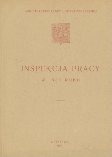 Inspekcja Pracy w 1929 Roku