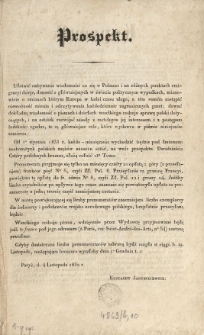 Prospekt [Inc.:] Ułatwić nabywanie wiadomości co się w Polszcze i na r&oacute;żnych punktach emigracyi dzieje ...