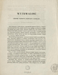 Wytrwałość : dziennik narodowy polityczny i literacki