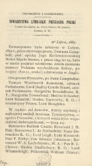 [Odezwa] Towarzystwo Literackie Przyjaci&oacute;ł Polski Sussex Chambers, 10, Duke Street, St Jame's, London, S. W. (tłumaczenie z angielskiego)