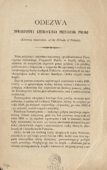 Odezwa Towarzystwa Literackiego Przyjaci&oacute;ł Polski (Literary Association of the Friends of Poland)