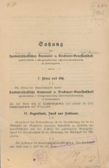 Satzung der Landwirtschaftlichen Brennerei- und Trocknerei-Genossenschaft spółdzielnia z nieograniczoną odpowiedzialnością in Gościejewo
